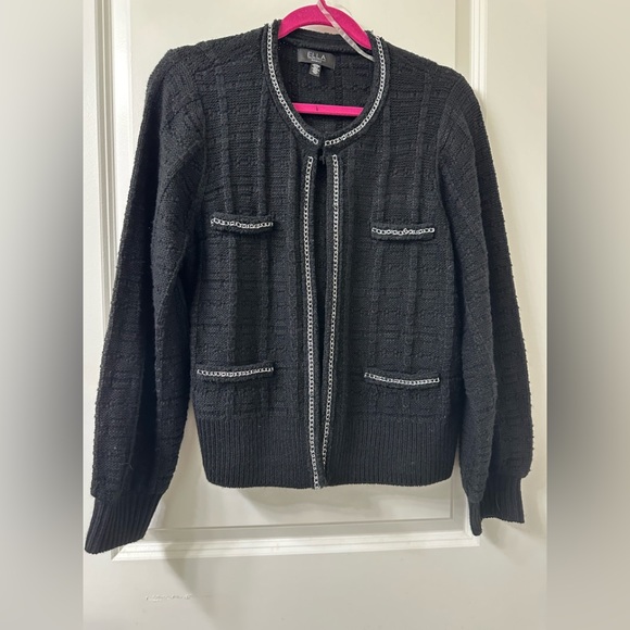 Ella by Rafaella Women's Petite Chain Trimmed Sweater - Picture 5 of 13